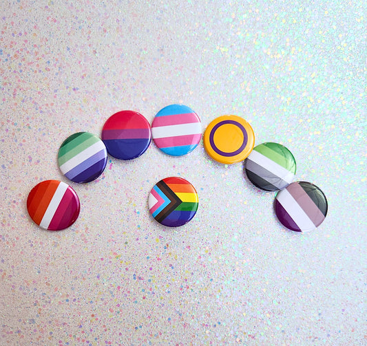 Queer Flag Pinback Button, Find Your Flag, 30+ Flags Available, LGBTQIA+ Flags, 1.5" Button