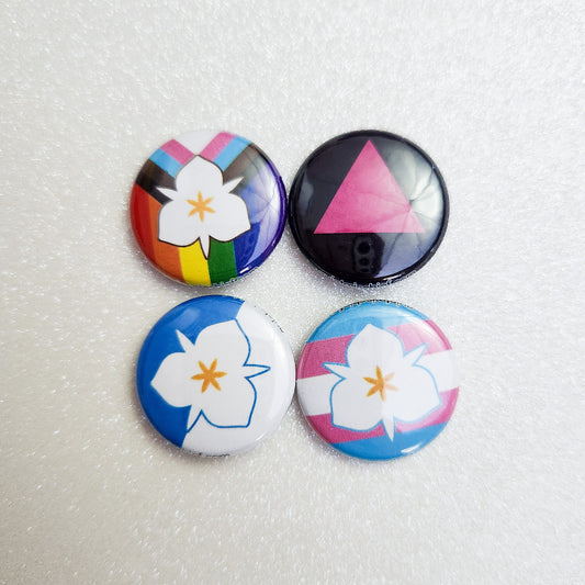 Utah LGBTQIA+ Pride Pinback Buttons, 1" Sego Lily Buttons, Progress Pride, Trans Pride, Salt Lake City