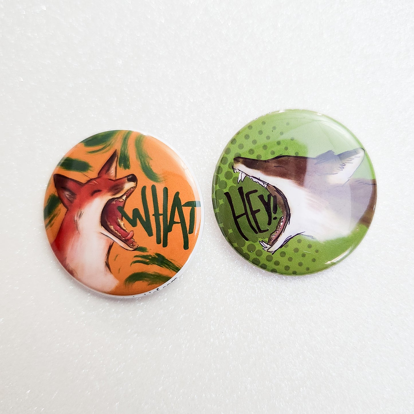 Exclusive Artwork Pinback Buttons, Rachel Collection, 1.5" Buttons, Cats Rats and Foxes Oh My